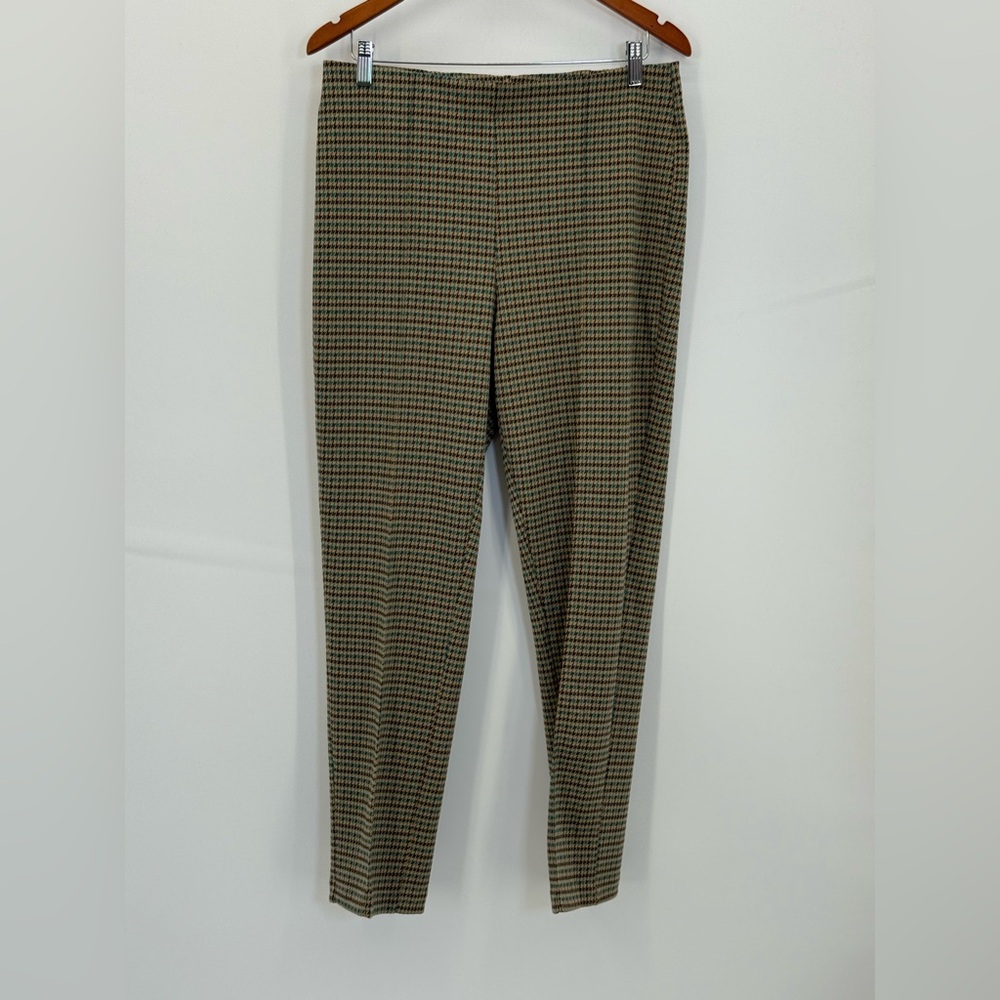 Ruby Rd. Teal and Brown Houndstooth Pull On Pants Size Medium